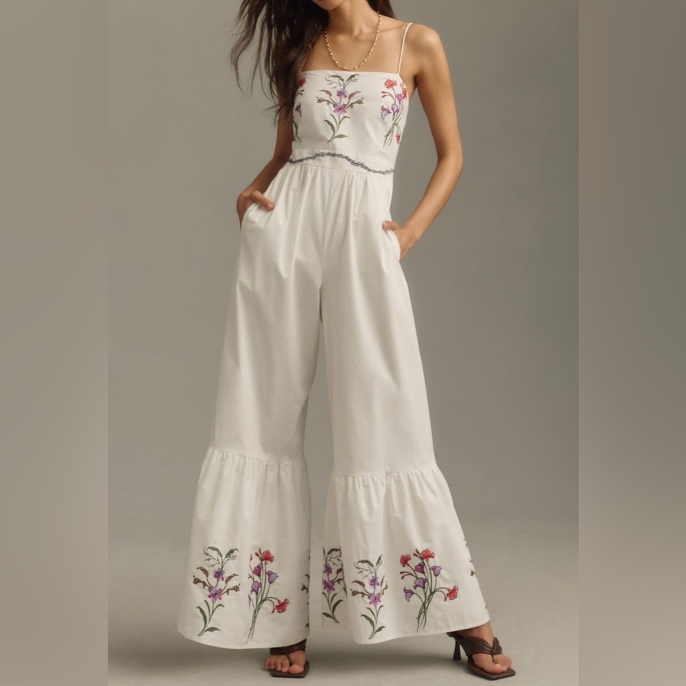Hutch Floral Embroidered Tiered Jumpsuit size Small